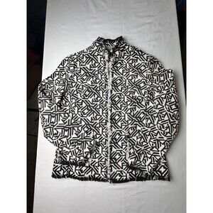 Valerie Stevens Black/White Blazer Jacket W/Fringe Trim Size Med Career